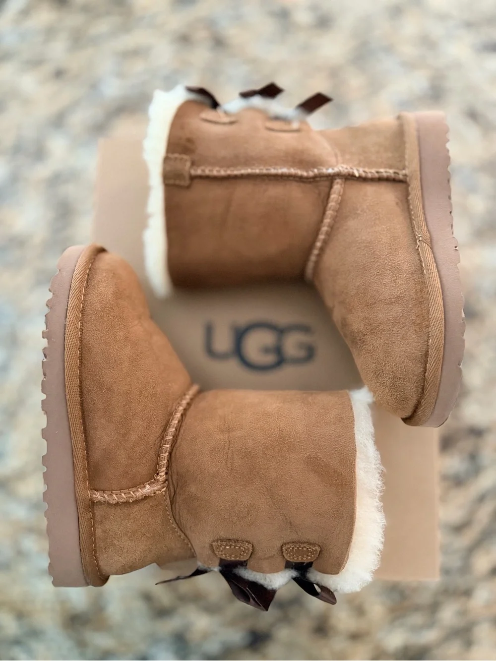 New - In Box - UGG Bailey Bow Boot - Chestnut - Toddler Size 10